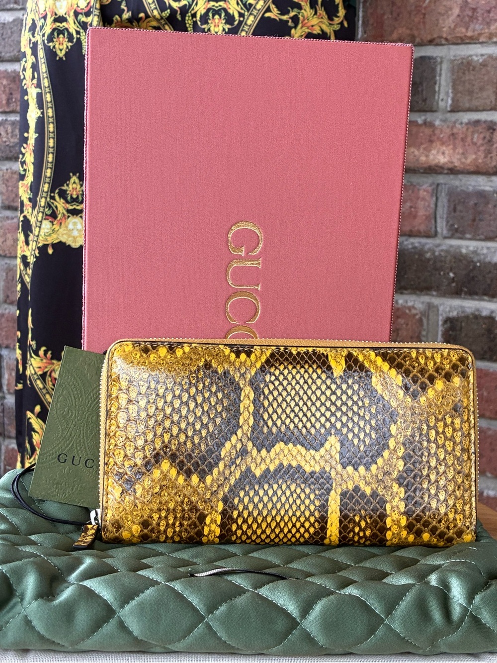 Gucci python zip around Continental wallet yellow exotic full inc ltd ed ECU - Picture 4 of 17